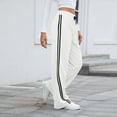 thumbnail image 6 of BRDFRL Y2K Vintage Track Pants Women Low Waist Side Striped Drawstring Straight Leg Loose Fit Joggers White 2XL, 6 of 8