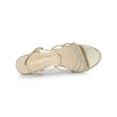 thumbnail image 4 of BLISSFUL STEP Women's Shoes Rhinestone Ankle Strap Kitten Heel Open Toe PU Buckle Sandals  Gold 6, 4 of 8