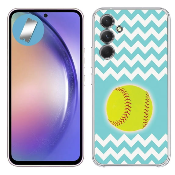 VIBECover Slim Case Compatible for Samsung A54 5G (2023), TOTAL Guard FLEX Tpu Cover, Tempered Glass Screen Protector Incl, Chevron SoftBall