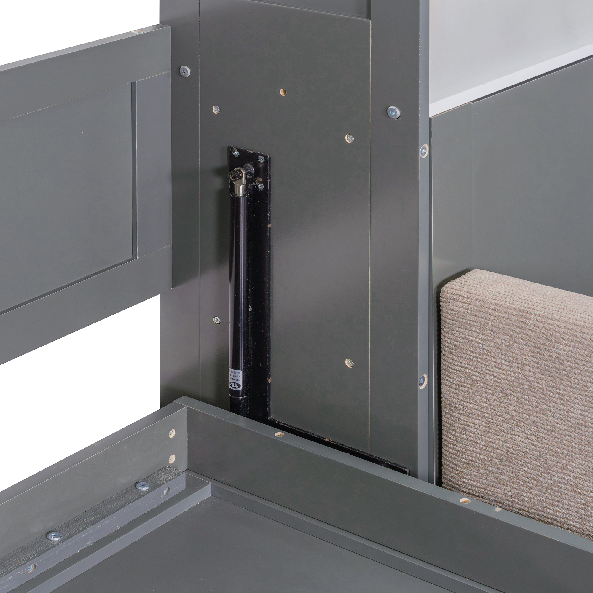 Queen Size Murphy Bed with Sofa, Writing Desk, Storage Shelves & Drawers, LED and USB for Small Space, Guest Room