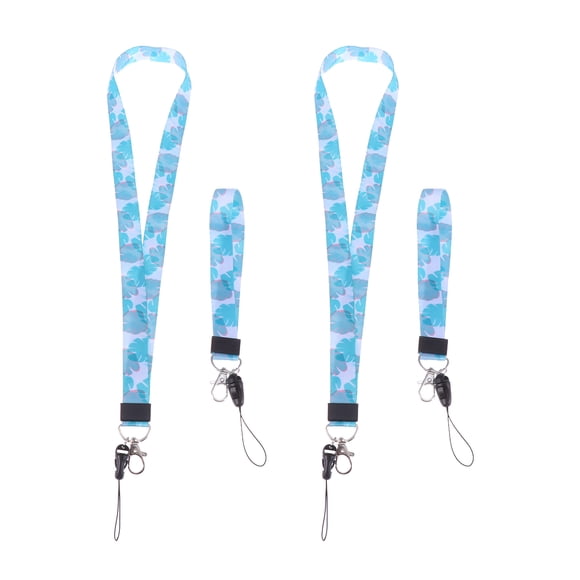 KAKOWELY Hanging Rope 2Pcs Blue Leaves Pattern Detachable Hanging Rope Multi-functional Lanyard Mobile Phone Case Rope Long Short Hanging Rope17.72"X0.79"X0.39"