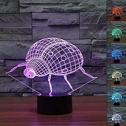 3d Linda Mariquita Insecto Luz Nocturna 7 Cambio de Color Led Mesa Lámpara de Escritorio Acrílico Plano Abs Base Usb Cargador Decoración Del Hogar Juguete Brithday Navidad Niño Niños Feliz Sencillez