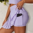 thumbnail image 5 of Women's High Waist Pleated Skort with Built-In Shorts and Asymmetrical Wrap Design- Small, Purple, 5 of 6