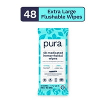 Pura Soothing & Medicated, Flushable Witch Hazel Wipes for Hemorrhoidal Relief, 48 Count