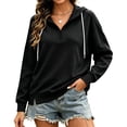 thumbnail image 5 of Cmfcve Women's Casual Half Zip Hoodies Long Sleeve Solid Color Pullover Hooded Sweatshirts with Pockets, 5 of 7