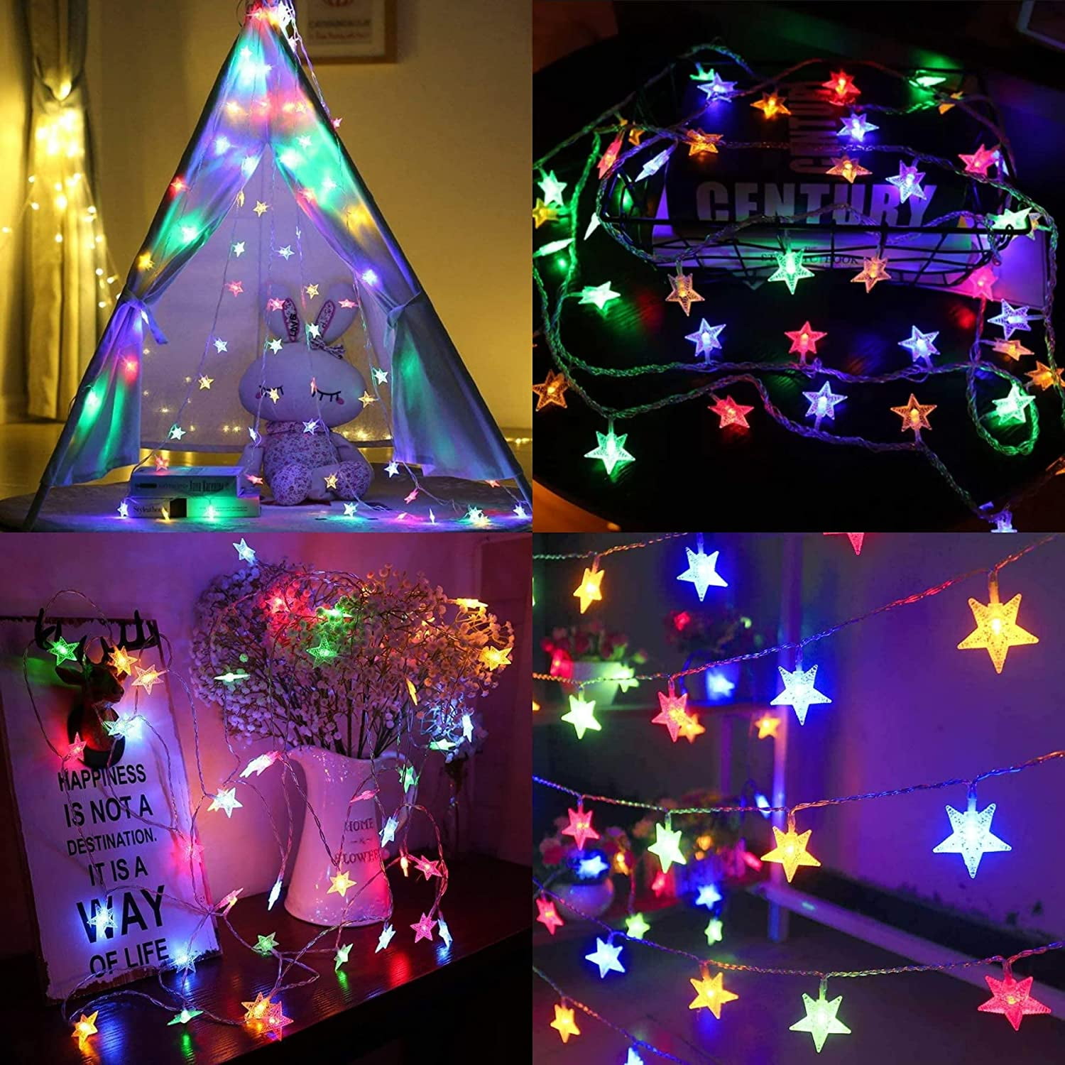Star String Lights 15 FT 30 LED Fairy Christmas Light Battery Operated Indoor Outdoor Twinkle Lights Bedroom Decor for Party Wedding Xmas Tree (Multicolor)