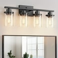 thumbnail image 2 of EDISHINE 4-Light Modern Black Bathroom Light Fixtures with Glass Shades, 2 of 9