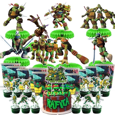TMNT Teenage Mutant Ninja Turtles Party Supplies Decor Cups Fans Decorations Honeycomb Centerpieces Cake Toppers