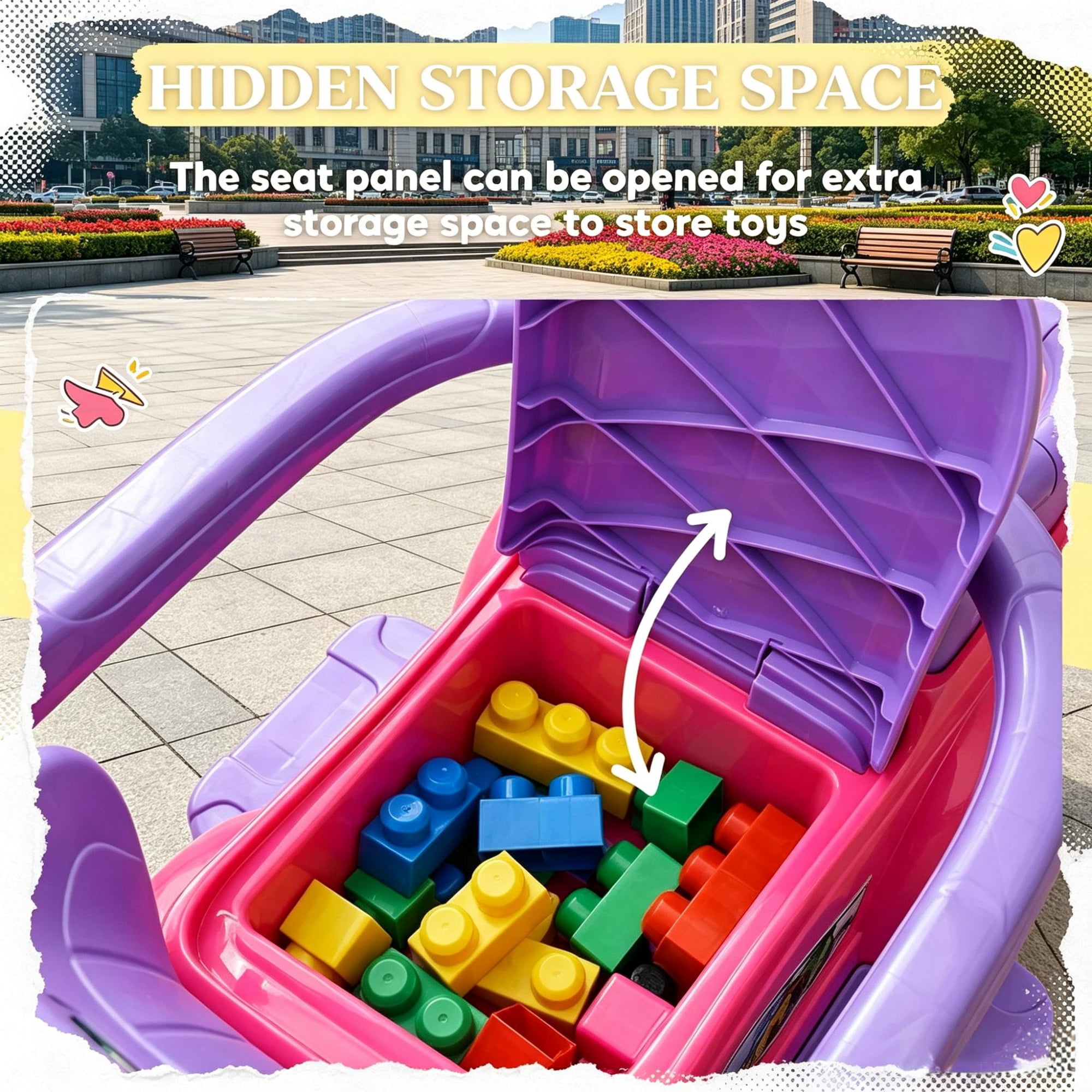 3-in-1 Kids Ride-On Push Car, Stroller Sliding Car with Horn, Music, Lights & Secure Bar, Toddler Toy for 18-36 Months Old, Pink