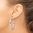 thumbnail image 3 of Auriga 925 Sterling Silver Rhodium-plated Polished 3.8mm Post Hoop Earrings for Women, 3 of 6