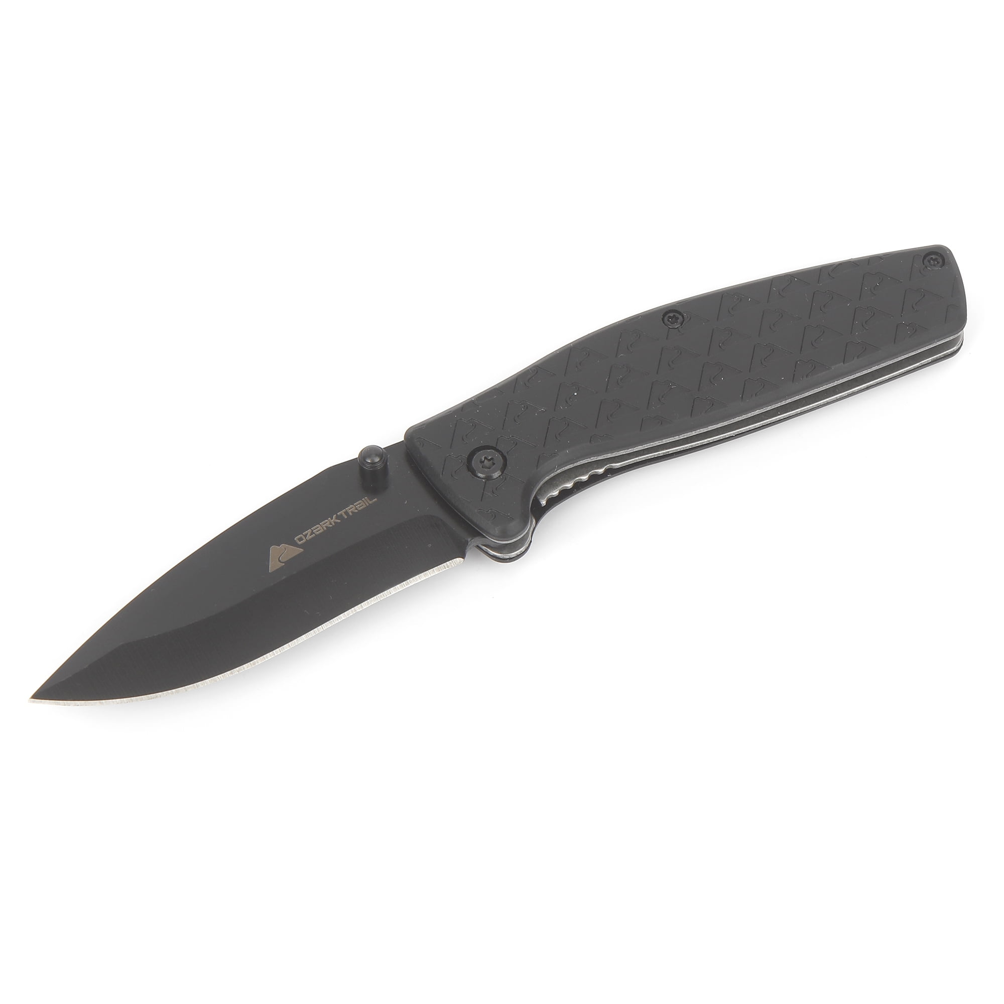 Ozark Trail Aluminum Logo Textured Folding Knife, 3' Blade, Black