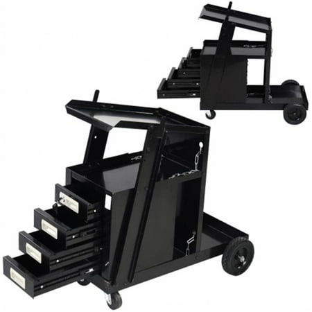 

CB16651 Welding Plasma Cutter Cart Tank Storage with 4 Drawer Cabinet Black