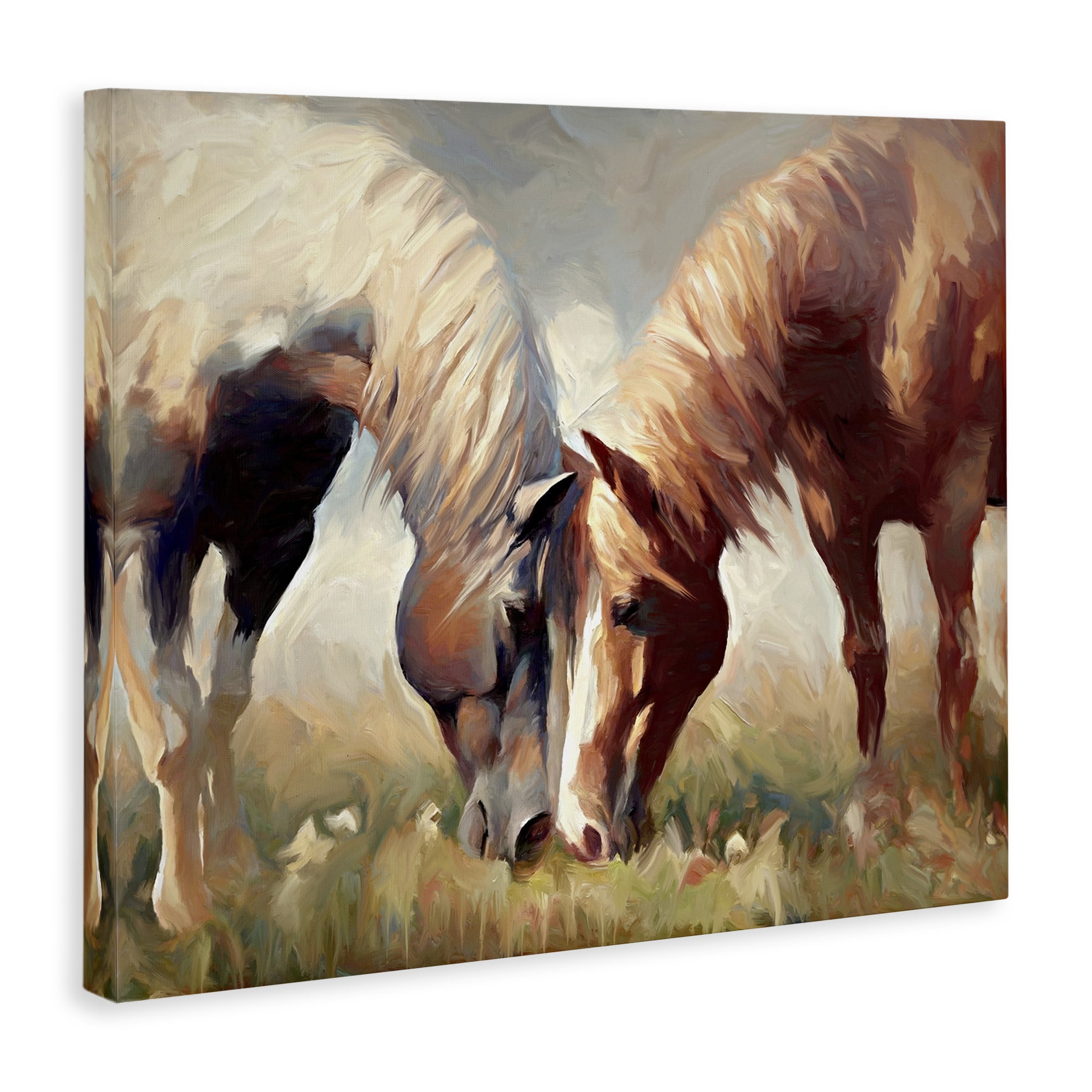 Stupell Industries Horses Touching Noses Animals & Insects Painting Gallery Wrapped Canvas Art Print Wall Art, 20 x 16