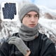 thumbnail image 3 of Bufanda guantes para pantalla táctil sombrero grande bufanda guantes conjunto gorro de calavera de punto grueso, 3 of 5