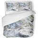 thumbnail image 1 of ABPHQTO Juego de ropa de cama de 3 piezas, funda de edredón de invierno moderna, futurista, fresca, con pintura en frío, color azul, gris y blanco, abstracto, con 2 fundas de almohada, 1 of 1
