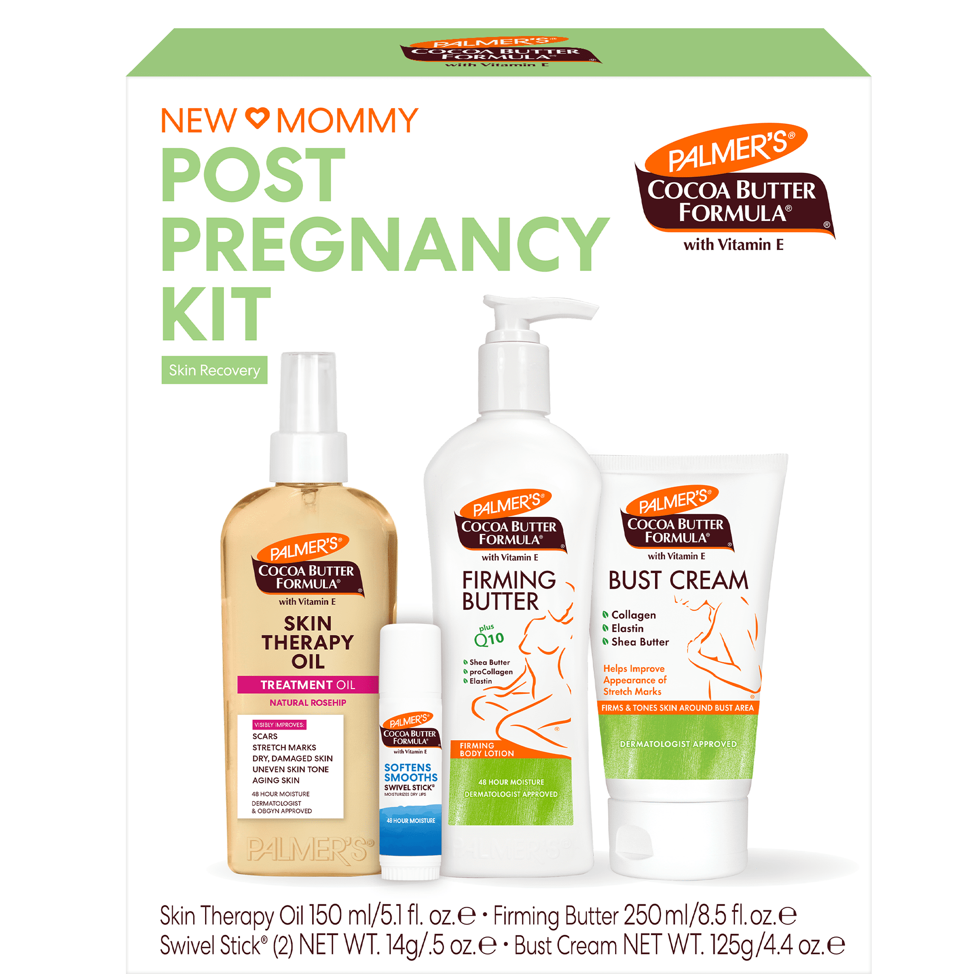 Palmer's Cocoa Butter Pregnancy Recovery Kit for Firming, Stretch Marks, and Scars