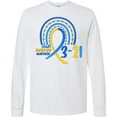 thumbnail image 3 of Inktastic 3-21 World Down Syndrome Day Blue and Yellow Rainbow Ribbon Long Sleeve T-Shirt, 3 of 5