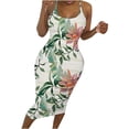 thumbnail image 2 of SMihono Robe Maxi Bohème d'Été pour Femmes Grande Taille Mode Imprimé Couleur Dos Nu Résille Col Rond Robe Longue Sexy Robe de Plage, 2 of 8