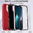 thumbnail image 2 of Funda para iPhone 13 con 2 protectores de pantalla, resistente y duradera, de 3 capas, para Apple iPhone 13 de 6.1 pulgadas (rojo y negro), 2 of 7