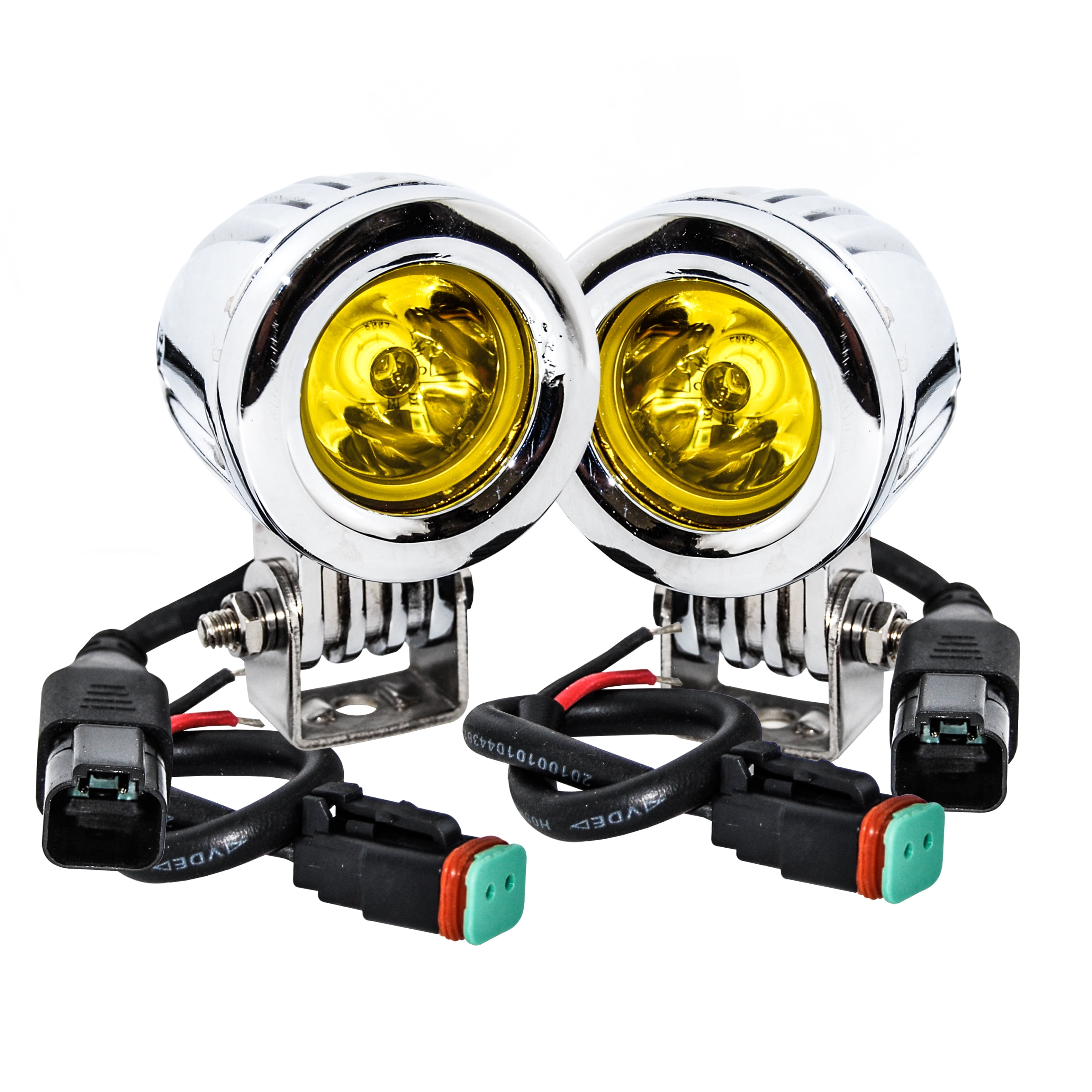 OZ-USA Amber LED Fog Lights Chrome Mini Trail Lights 20W Spot Beam for Motorcycle Off-Road Truck ATV UTV RV 12V