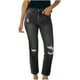 thumbnail image 1 of Moda Mujer Bolsillos Botón Cintura media Flaco Ripped Jeans Pantalones Agujero Pantalones de mezclilla Fridja  hfkajh100330, 1 of 9