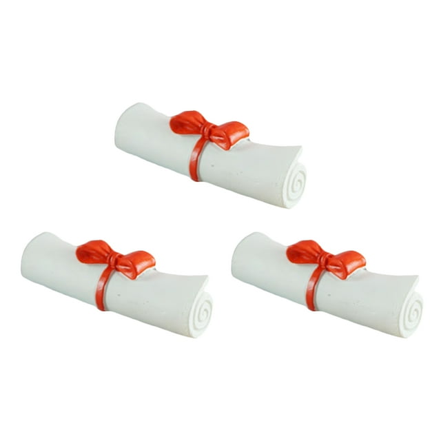 Phenofice 3pcs Diploma Scroll Prop Resin Graduation Centerpiece Decoration for Students