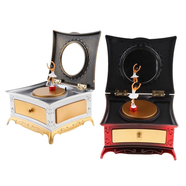Caja De Joyería De La Música 2pcs Con Del Almacenamiento De La Joyería Del Cajón Con De Baile Baoblaze Caja de almacenamiento de joyas