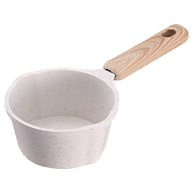 Nonstick Sauce Pan With Pour Spout, Small Milk Pot, Easy to Use, White Flat Bottom, Multi Mini, Multipurpose Set for Home Kitchen