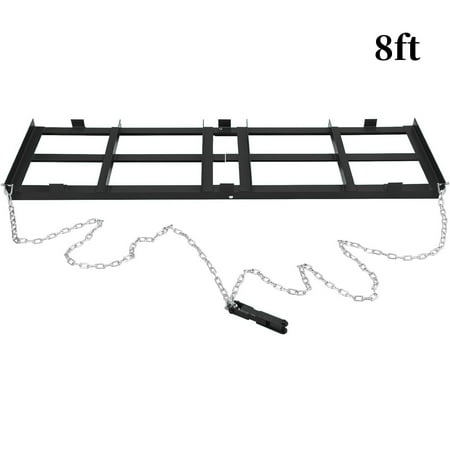 Pinypikaka Drag Harrow Driveway Grader 8ft Driveway Drag for Gravel with 6ft Heavy Duty Chain Tow Behind Lawn Rake for ATV UTV Tractor Mower Power Rake for Gravel Sand Soil Hay