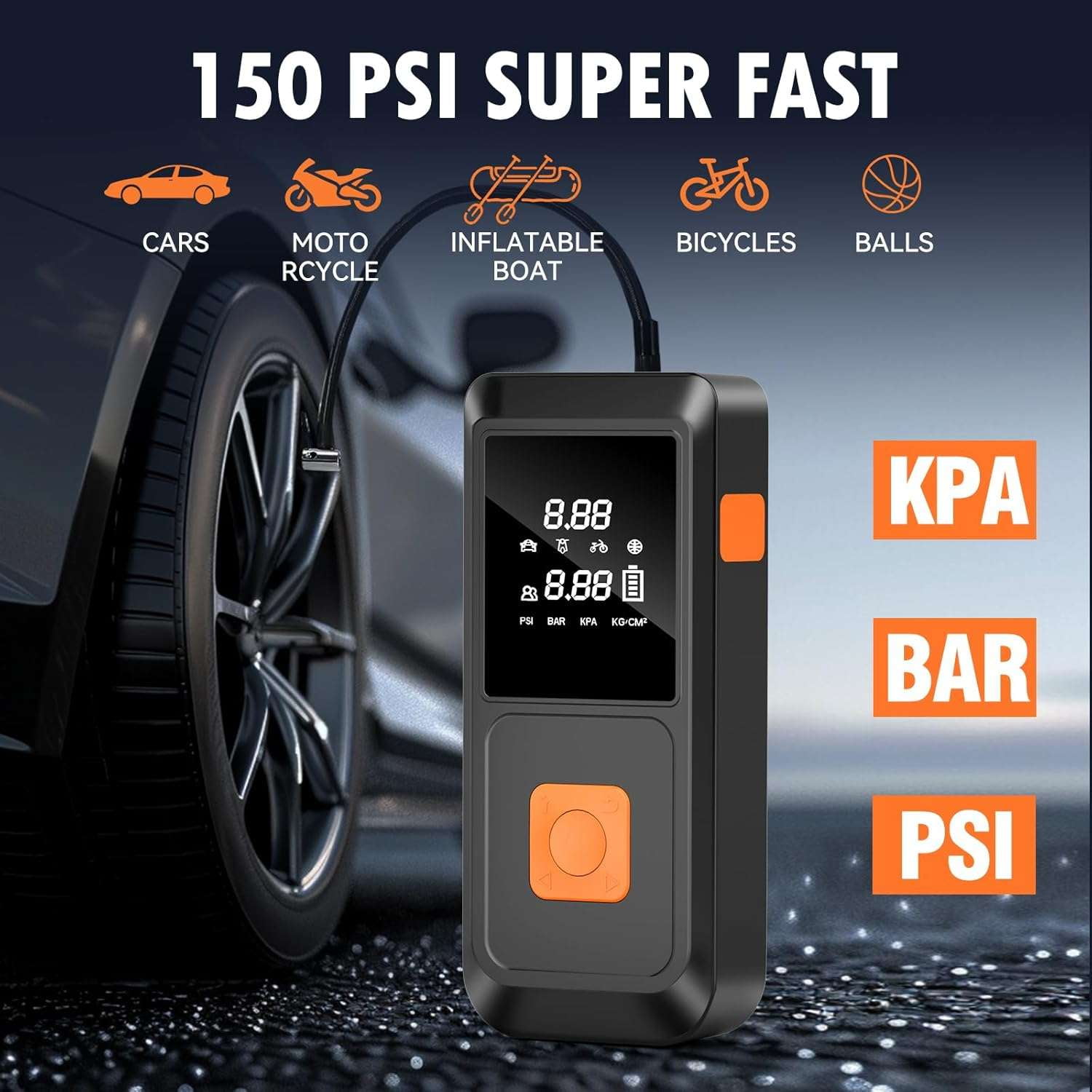 ERFKJE Jump Starter with Air Compressor,Cordless Portable Tire Inflator with Car Jump Starter 150 PSI Tire Air Compressor and Jump Starter Combo 12V/2000A for Car Tires