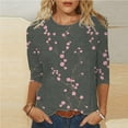 thumbnail image 2 of VBTAPA Womens Plus Size Tops 3/4 Sleeve Shirts Round Neck Loose Casual Blouses Floral Print Tshirts Limited Time Sales of Today Multicolor S, 2 of 6