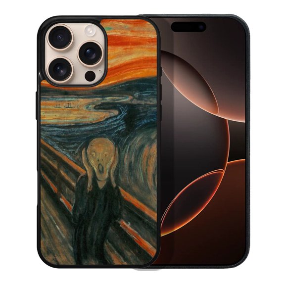 WIRESTER Shockproof Soft Rubber Cover Case for Apple iPhone 16 Pro Max 6.9" 2024, The Scream Edvard Munch