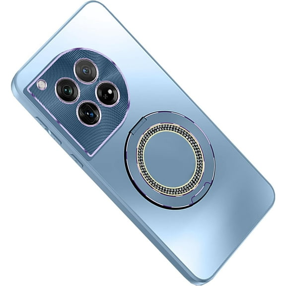 Magnetic Case for OnePlus 11 Case Kickstand & Ring Holder [Compatible with Magsafe][Bling Diamond Stand] Camera Lens Protector Prevents Oily Non-Slip Shockproof Case, Blue