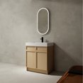 thumbnail image 5 of 30" Freestanding Bathroom Cupboard With White Resin Washbowl & Soft-close Door - Contemporary Look Oak Superior Plywood Plentiful Storage Volume Modern Vanity 30". Sink Quietly Closing Doors., 5 of 7