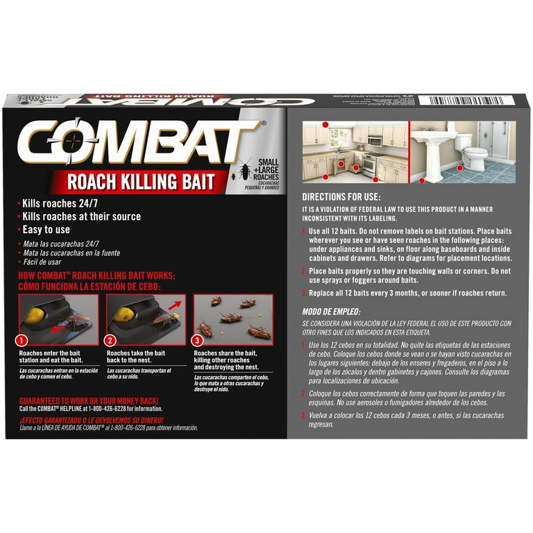 Combat Roach Killing Bait Stations for Small and Large Roaches, 12 Count