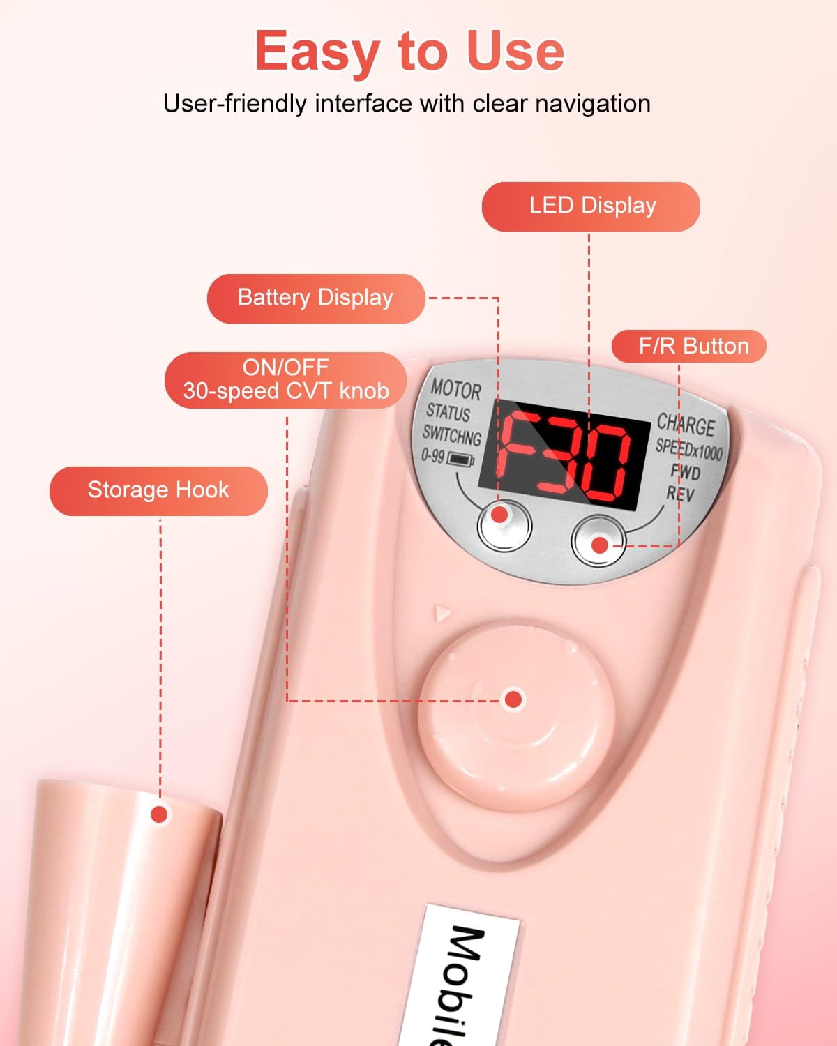 Cordless Nail Drill Pro: 30000 RPM Rechargeable Electric Nail File, Lightweight & Quiet for Acrylic, Gel Nails, Manicures & Pedicures – Professional & Home Use