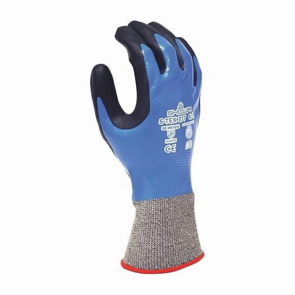 Showa Coated Gloves,Black/Blue/Gray,S,PR S-TEX377S-06