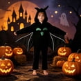 thumbnail image 2 of REDARER Kids Halloween Bat Cosplay Jumpsuit with Hooded Bat Wings Themed Party Dress Up Outfit,3-4 Years, 2 of 4