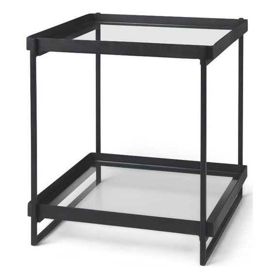 Mercana Trey Black Metal W/Glass Accent Table