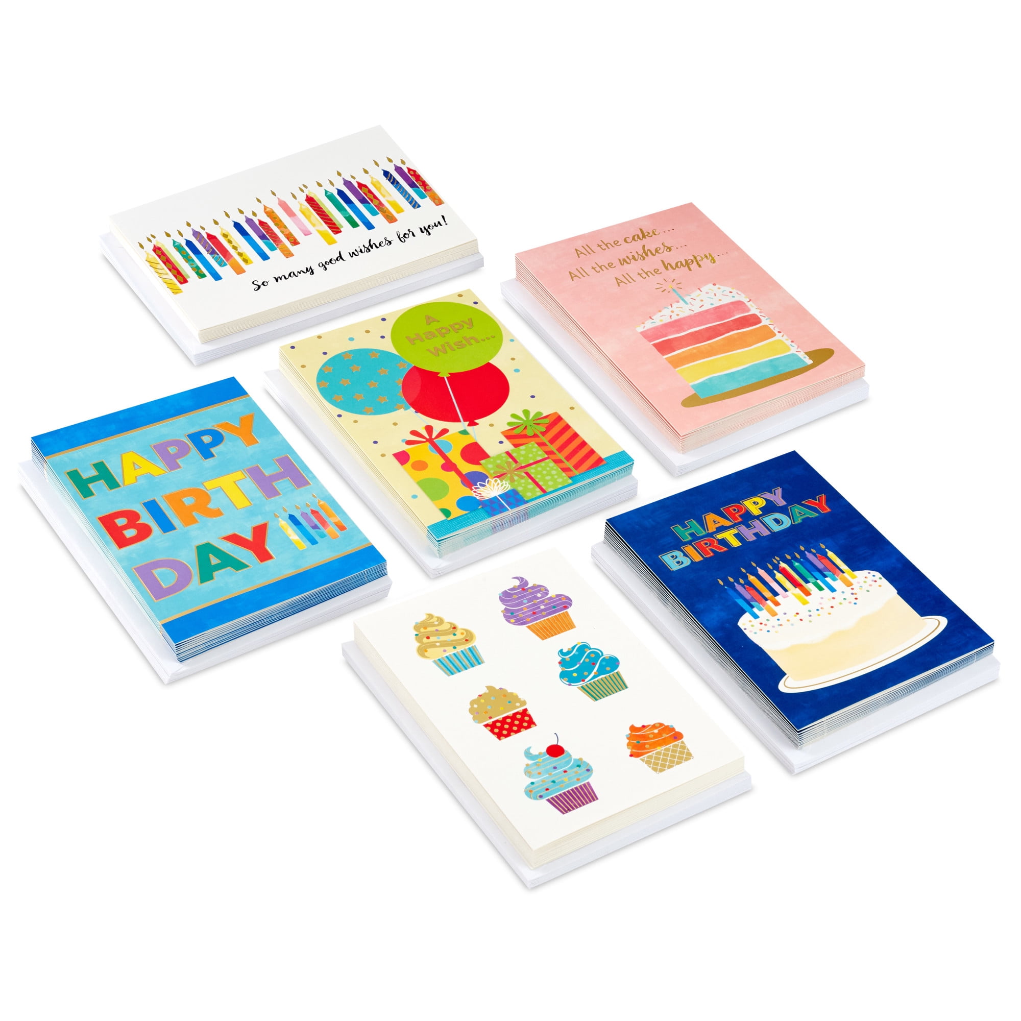 Hallmark Assorted Boxed Birthday Cards (Cake and Candles), Pack of 72