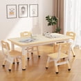 thumbnail image 4 of Historyli Juego de mesa y 4 sillas para niños de 2 a 8 años,altura ajustable,escritorio con grafiti,mesa antideslizante para guarderías en casa y preescolar,madera., 4 of 8