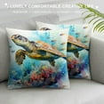 thumbnail image 3 of GOSMITH  Sea Turtle Watercolor Ocean Theme Mediterranean Style Patio Coastal Animal  Indoor Decor Throw Pillow Cover Case Set of, 3 of 5
