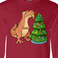 thumbnail image 4 of Inktastic Tyrannosaurus Rex Decorating Christmas Tree Long Sleeve T-Shirt, 4 of 5