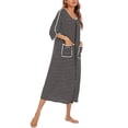 thumbnail image 4 of Chemise de Nuit Rayée, Chemise de Nuit Rayée pour Femmes Élégante à Fermeture Éclair Vêtements de Nuit Rayés Chemise de Nuit pour Femmes Clarté Remarquable, 4 of 6