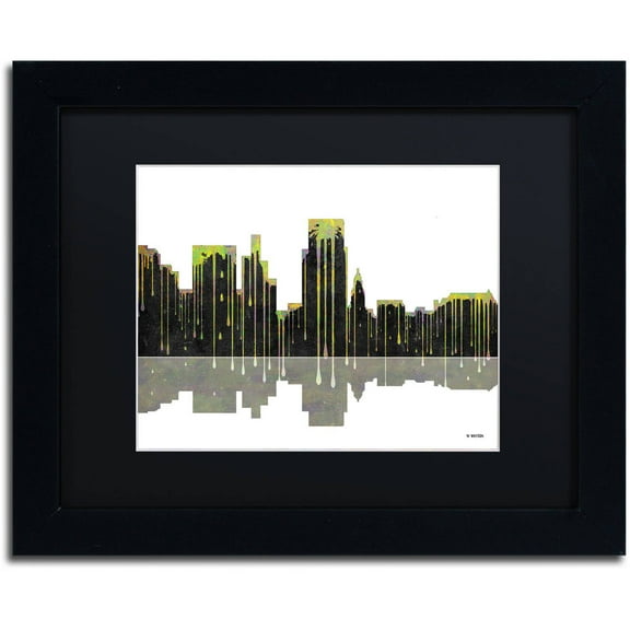 Trademark Fine Art "Boise Idaho Skyline II" Canvas Art by Marlene Watson Black Mat, Black Frame