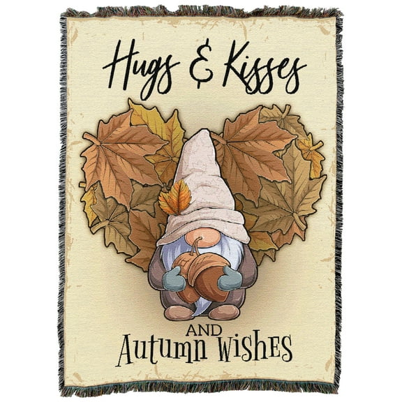 Pure Country Weavers Autumn Hugs and Kisses Gnome Large Tapestry Throw Woven from Cotton - Made in The USA (72x54)