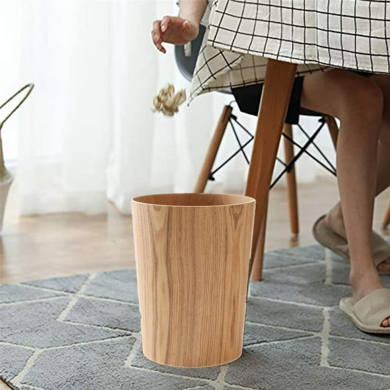 Vhibuon 2.3 Gallons Wood Trash Can Wastebasket For Or Office Japanese Style Natural Wood Round Wastebasket Lightweight Sturdy Desk Kitchen Bedroom Den Hotel