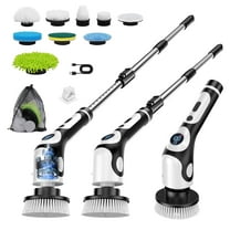 Electric Spin Scrubber for Cleaning Bathroom,Cordless Electric Shower Scrubber with Power LCD Display Voice Broadcast,9 Replaceable Heads Shower Cleaning Brush for Bathroom Bathtub Grout Kitchen