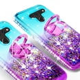 thumbnail image 4 of SOGA Cover Compatible for LG V50 Case, LG V50 ThinQ Case, Liquid Floating Quicksand Case with Diamond Metal Ring for Magnetic Car Mount - Purple on Teal, 4 of 5