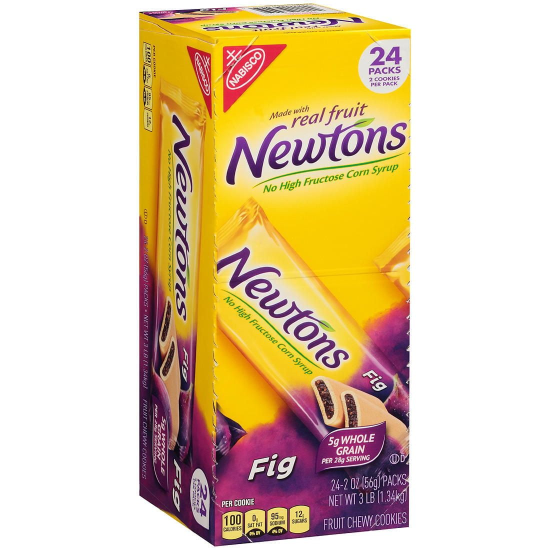 Branded Nabisco Newtons Chewy Fig Cookies, 5g Whole Grain,New (24 Pack/2 Ounces)